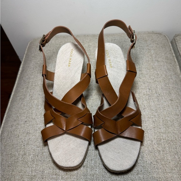 Brand New Cole Haan Crystal Wedge Sandal in Honey Jute Size 8B - Picture 7 of 9